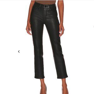 Good American Good Legs Straight Leg Coated Jeans in Black size 0/25